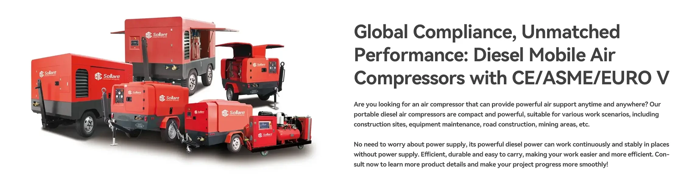 sollant diesel air compressor supplier