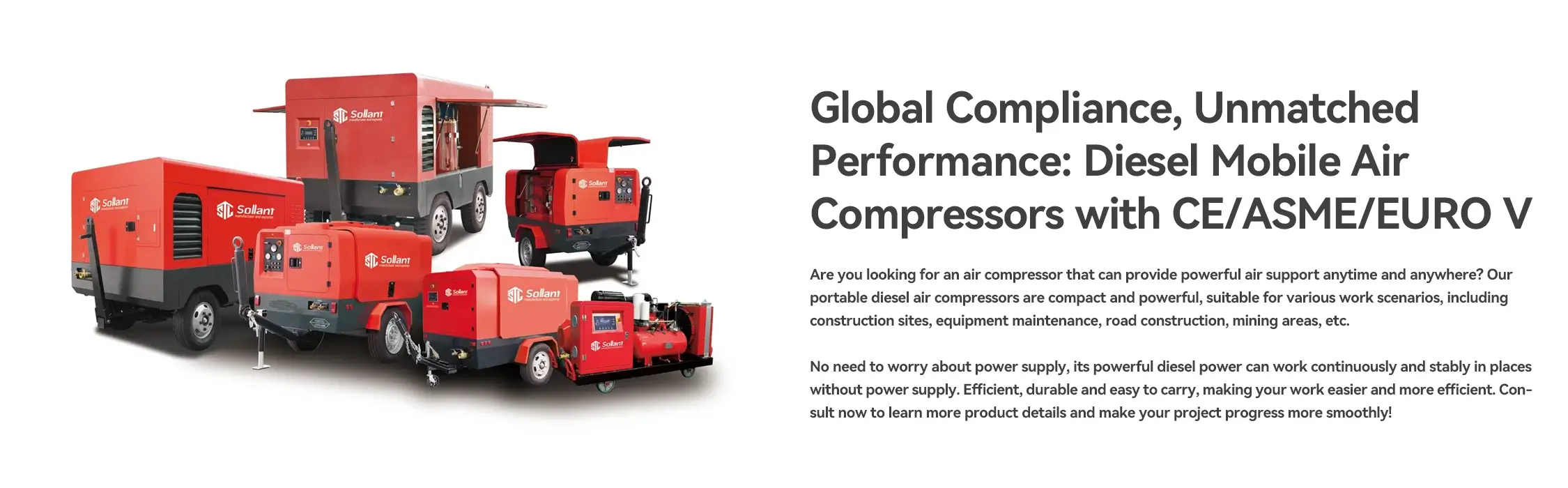 sollant diesel air compressor supplier