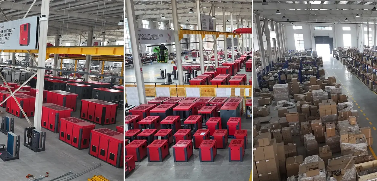 Factory photo rotary screw air compressor factory production line