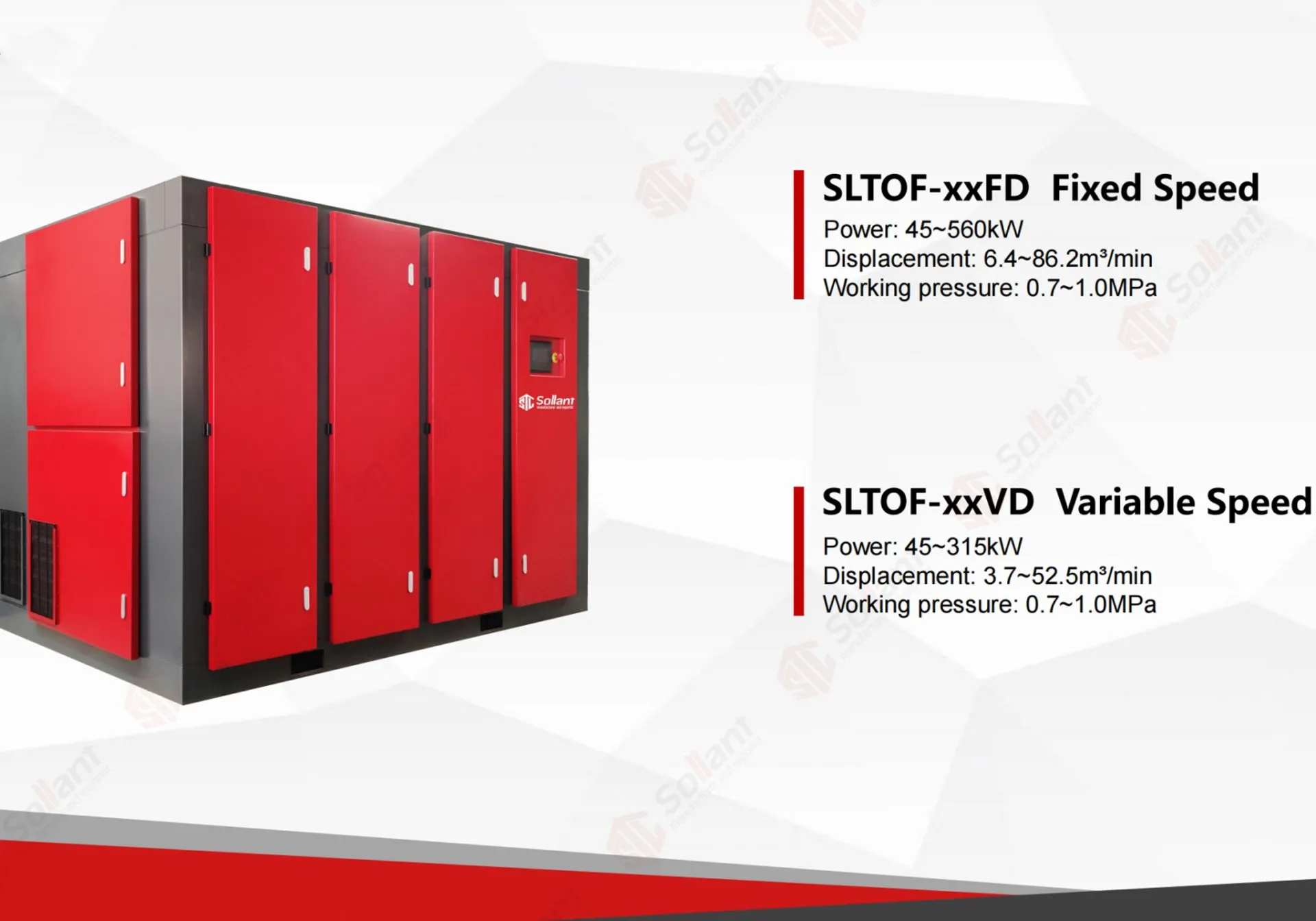 sollant dry oil free screw air compressor catalog